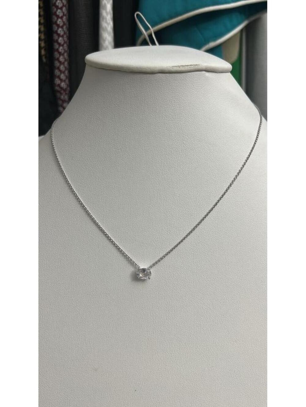 Eliot Danori Delicate Silver-Tone Necklace with Clear Solitaire Pendant